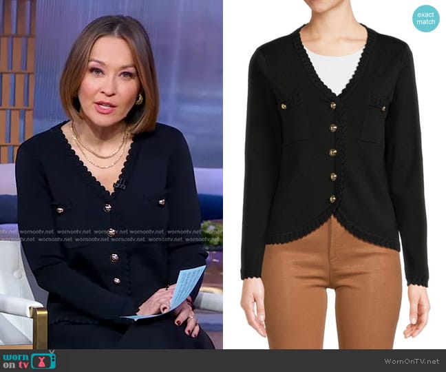Nanette Nanette Lepore V-Neck Cardigan worn by Eva Pilgrim on Good Morning America