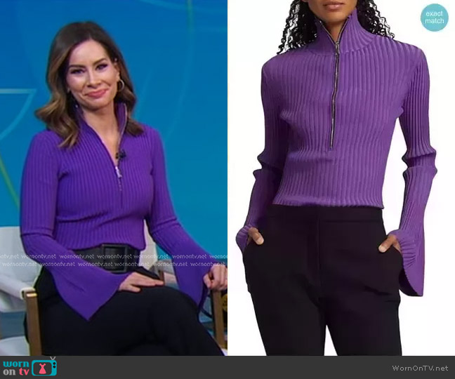 Proenza Schouler Rib-Knit Mock Turtleneck Sweater worn by Rebecca Jarvis on Good Morning America