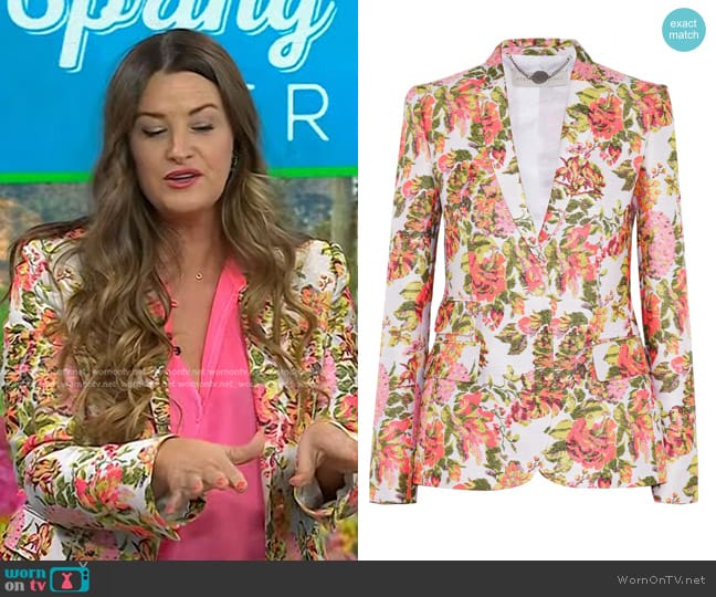 Stella McCartney Neon Floral Jacquard Jackets worn by Christina Stembel on Today