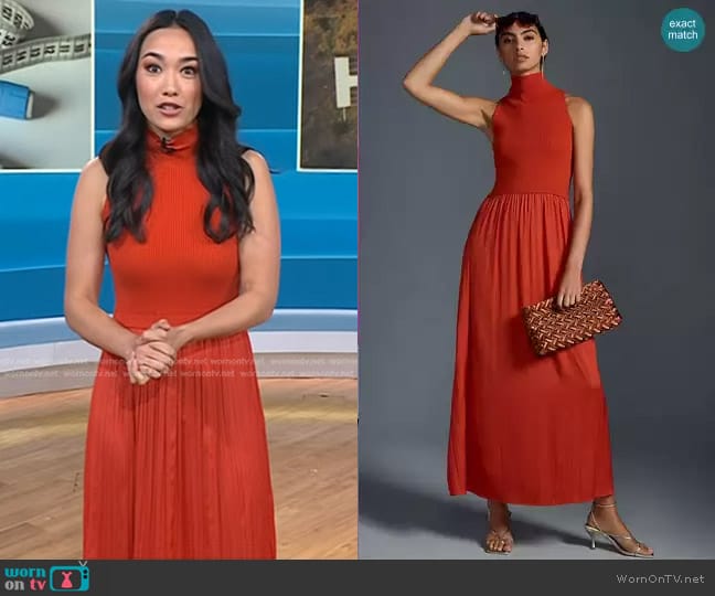 Anthropologie The Thea Twofer Sleeveless Sweater Dress worn by Emilie Ikeda on Today