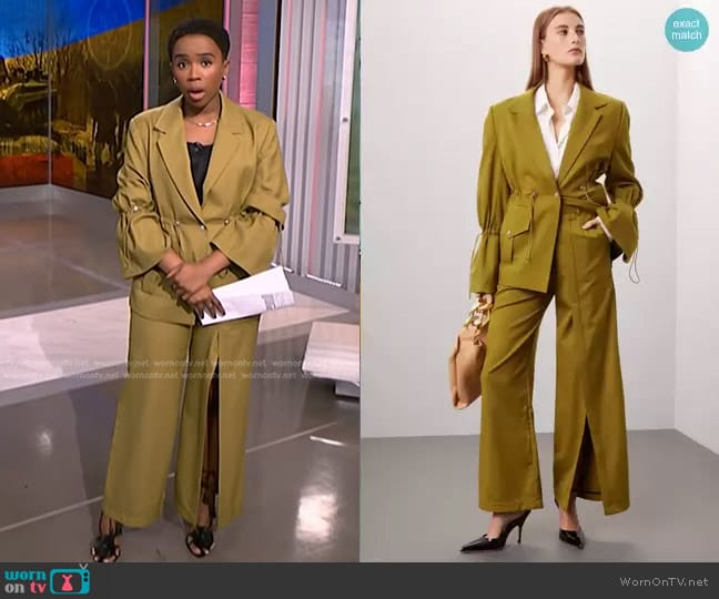 Thebe Magugu Toggle Waist Jacket worn by Zinhle Essamuah on NBC News Daily