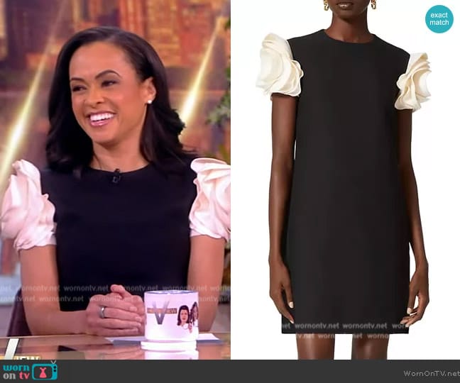 Valentino Garavani Rosette Cap-Sleeve Mini Dress worn by Linsey Davis on The View