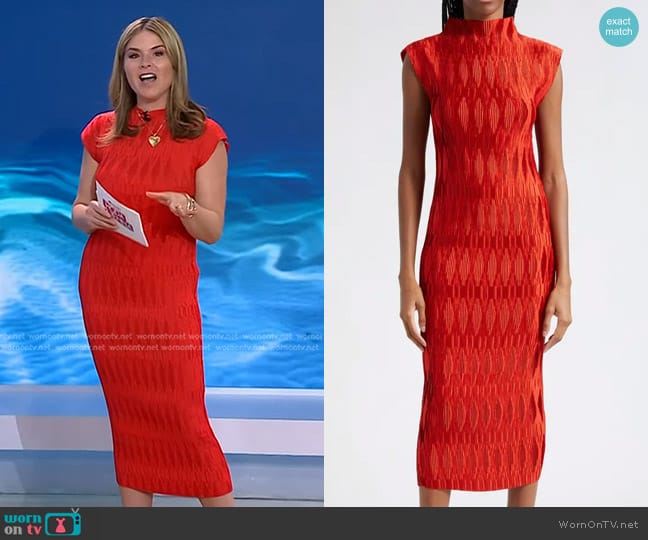 Veronica Beard Gramercy Plissé Midi Dress worn by Jenna Bush Hager on Today
