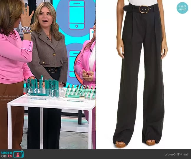 Veronica Beard Rimini Belted Wide Leg Linen Blend Trousers worn by Jenna Bush Hager on Today