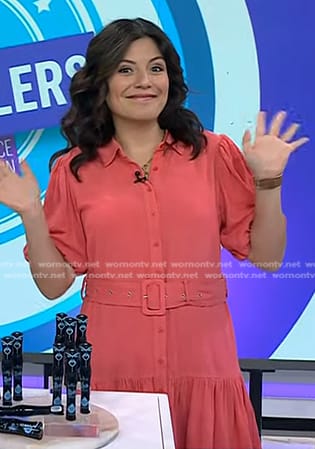 Adrianna’s pink belted shirtdress on Today