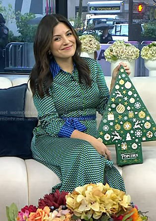 Adrianna’s green geometric print shirtdress on Today