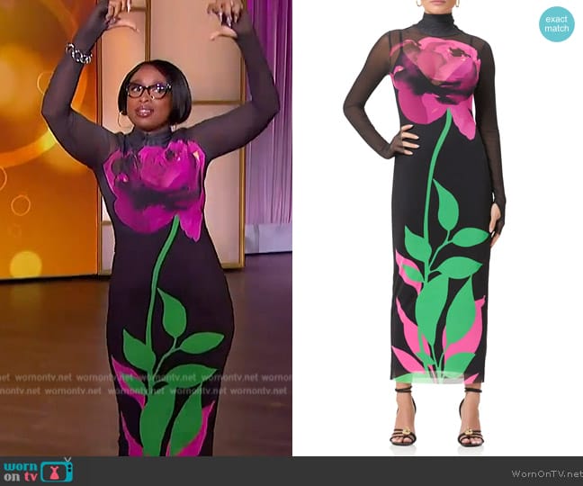 AFRM Shailene Mesh Turtleneck Maxi Dress worn by Jennifer Hudson on The Jennifer Hudson Show