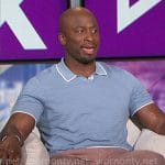 Akbar’s blue knit polo top on The Talk