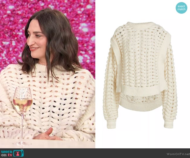 Aknvas Jules Cable Knit Sweater worn by Sara Bareilles on Access Hollywood