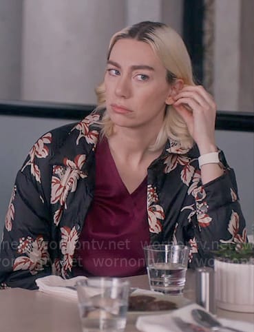 Allison’s hibiscus print jacket on So Help Me Todd