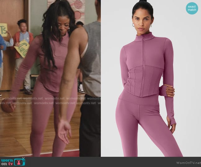 Alo Airbrush Corset Zip Jacket worn by Ava Coleman (Janelle James) on Abbott Elementary