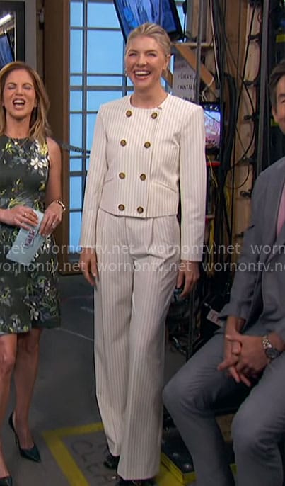 Amanda’s white pinstripe double-breasted jacket on The Talk