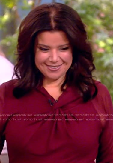 Ana’s burgundy twist neck dress on The View
