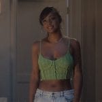 Annika’s green knit cropped cami on Grown-ish