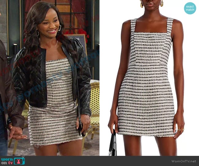 Aqua Tweed Bustier Dress worn by Chanel Dupree (Raven Bowens) on Days of our Lives