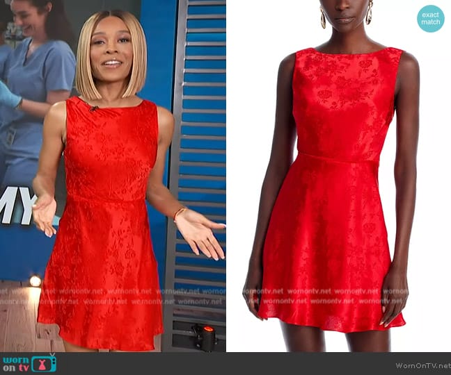 Aqua x Liat Baruch Silk Jacquard Mini Dress worn by Zuri Hall on Access Hollywood