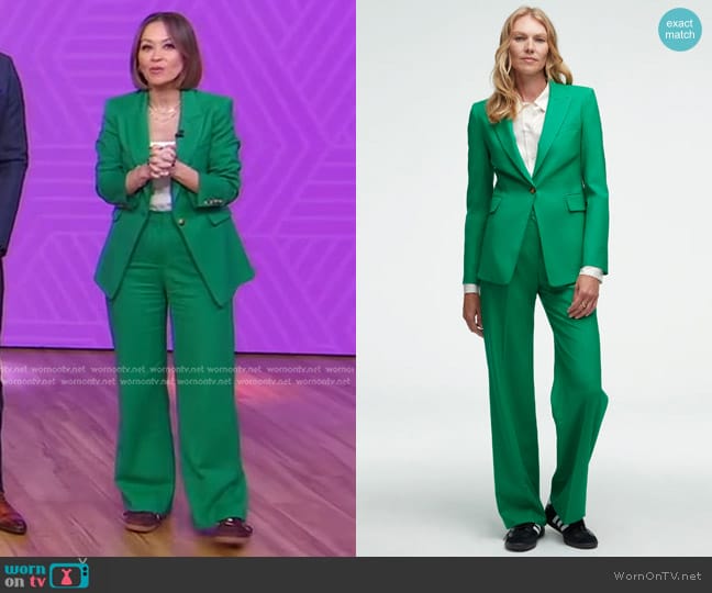 Argent Single Button Blazer in Kelly Green worn by Eva Pilgrim on Good Morning America