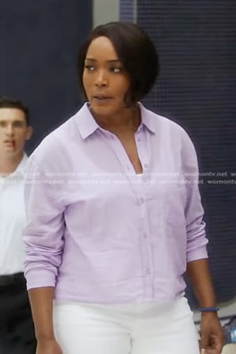 Athena’s lilac cropped button down shirt on 9-1-1
