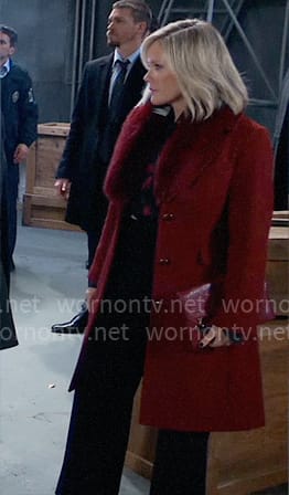Ava’s red fur collar coat on General Hospital