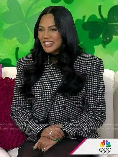 Ayesha Curry’s houndstooth print jacket and skirt on Today