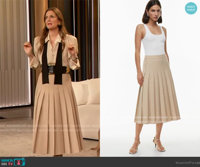 Babaton Didi Pleated Skirt worn by Drew Barrymore on The Drew Barrymore Show