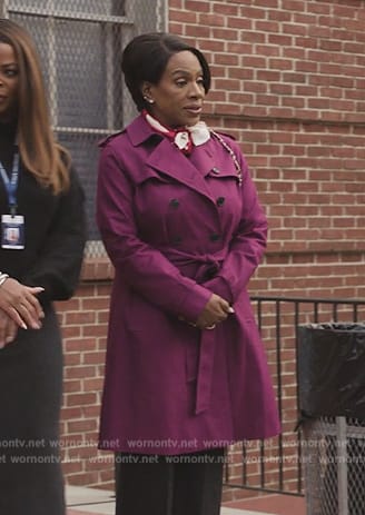 Barbara’s purple trench coat on Abbott Elementary