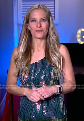 Becky Worley’s sequin one-shoulder dress on Good Morning America