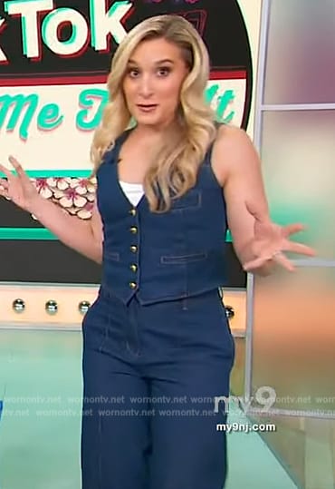 Brittney Levine’s denim vest on Sherri