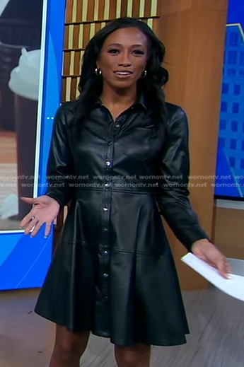 Brittany’s black leather shirtdress on Good Morning America