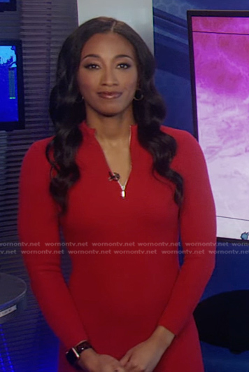 Brittany’s red quarter zip dress on Good Morning America