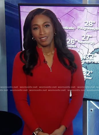 Brittany’s red quarter zip dress on Good Morning America