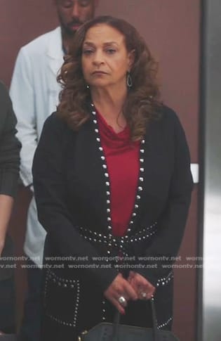 Catherine’s black studded cardigan on Greys Anatomy
