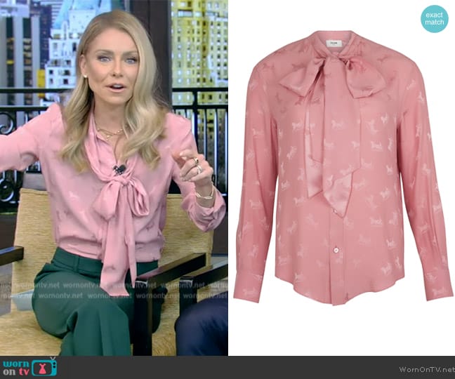 Celine Loose shirt in silk jacquard worn by Kelly Ripa on Live with Kelly and Mark