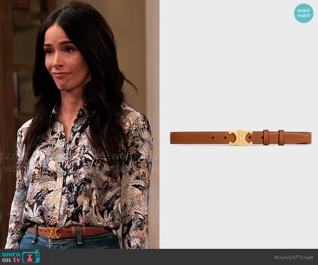Celine Medium Triomphe Belt in Natural Calfskin worn by Julia Mariano (Abigail Spencer) on Extended Family