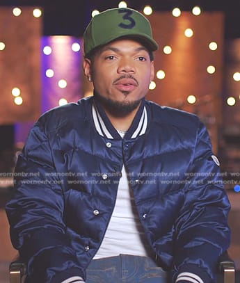 Chance’s blue down bomber jacket on The Voice