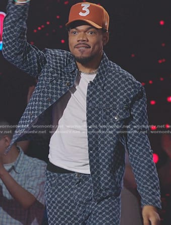 Chance’s print denim jacket and jeans on The Voice