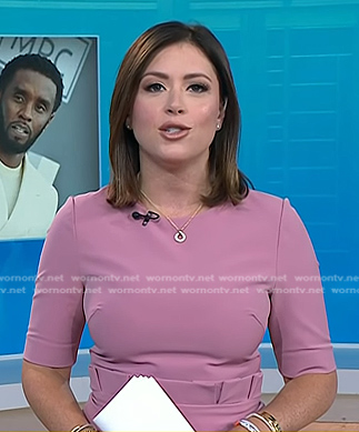 Chloe’s pink ruffle waist sheath dress on Today