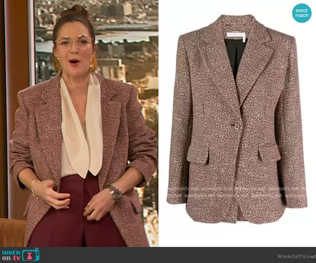 Chloe Wool-blend blazer worn by Drew Barrymore on The Drew Barrymore Show