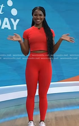 Ciara V. Lucas’s red cropped tee and leggings on Today