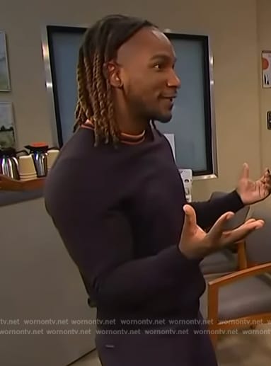 Scott’s navy stripe neck sweater on Access Hollywood