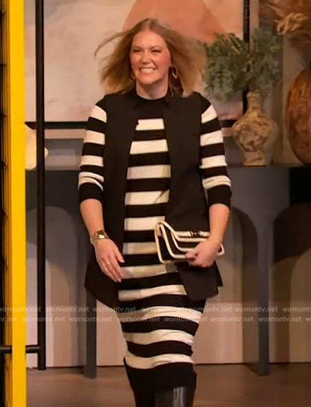 Courtney Honka’s striped sweater dress on The Drew Barrymore Show