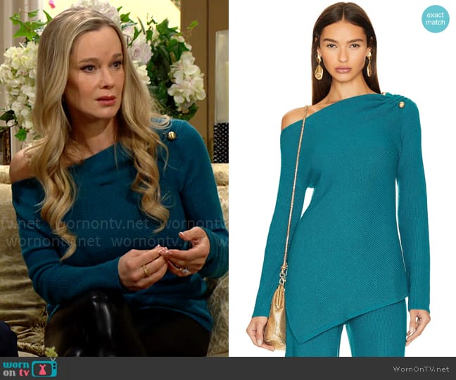 Cult Gaia Elory Top in Seamoss worn by Donna Logan (Jennifer Gareis) on The Bold and the Beautiful