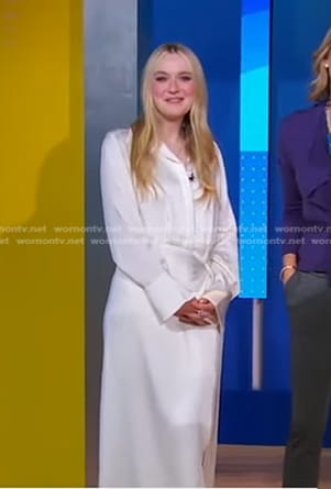 Dakota Fanning’s white shirtdress on Good Morning America