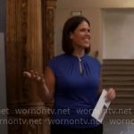 Dana Jacobson’s blue keyhole top on CBS Mornings
