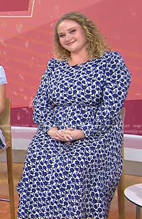 Danielle Macdonald’s blue floral print dress on Today