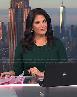 Darlene’s green pointelle knit dress on Today
