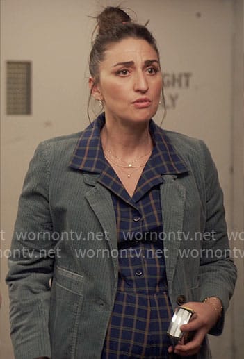 Dawn’s plaid jumpsuit and corduroy blazer on Girls5eva