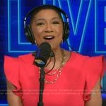 Deja Vu’s pink ruffle sleeve dress on Live with Kelly and Mark