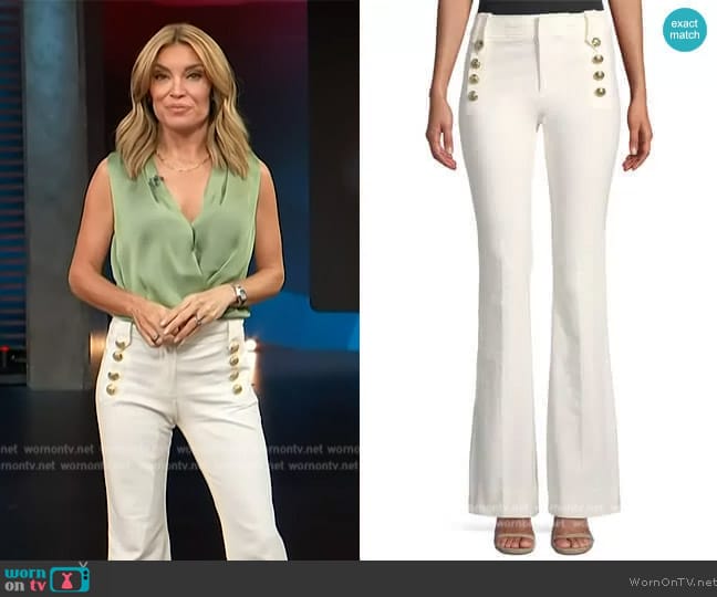 Derek Lam 10 Crosby Robertson Flare Pants worn by Kit Hoover on Access Hollywood