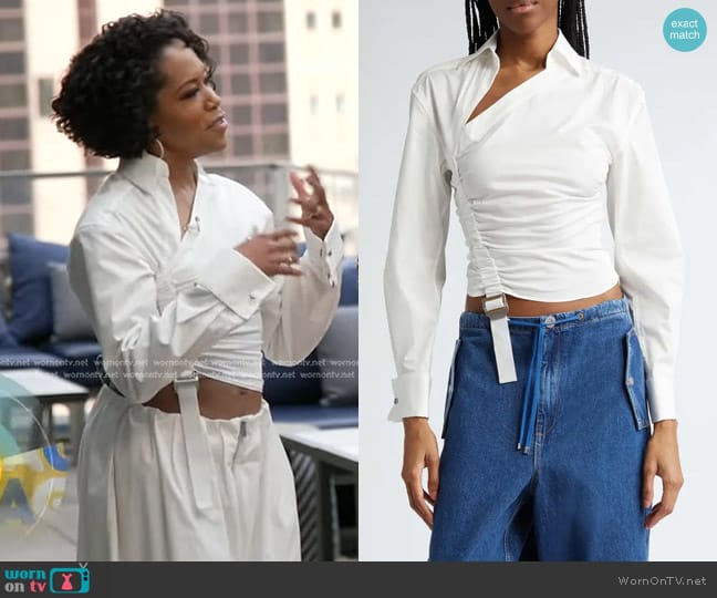 Dion Lee Safety Slider Gathered Shirt worn by Regina King on Good Morning America